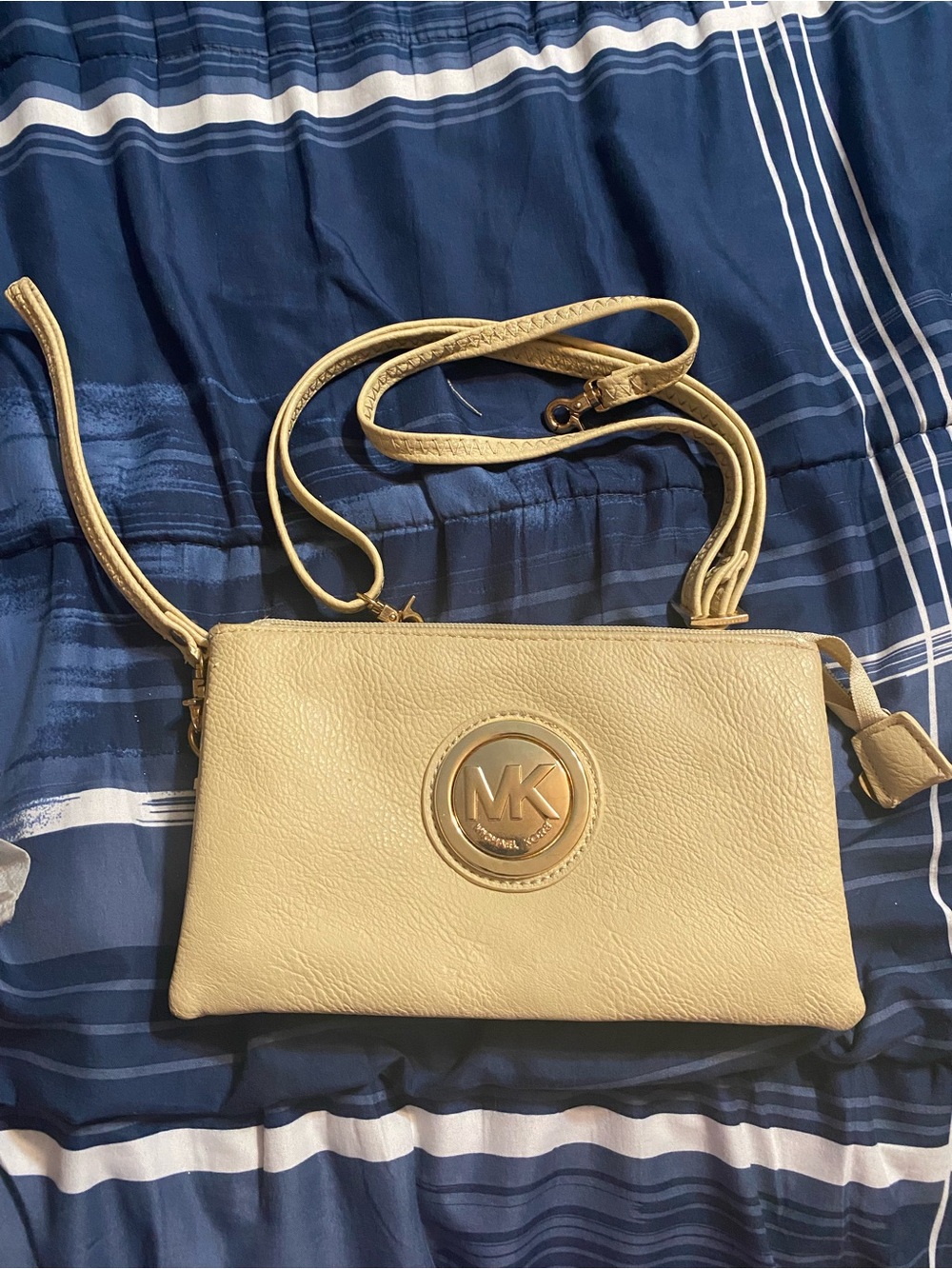 Michael Kors Yellow-Beige Leather Crossbody with MK Emblem